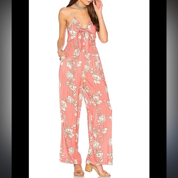 MINKPINK Pants - MINKPINK from Revolve Lovina Pink Floral Jumpsuit XS